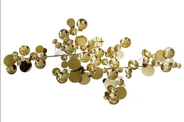 Luxury Gold Stainless Steel Wall Sculpture – Abstract Bubble-Inspired Wall Art